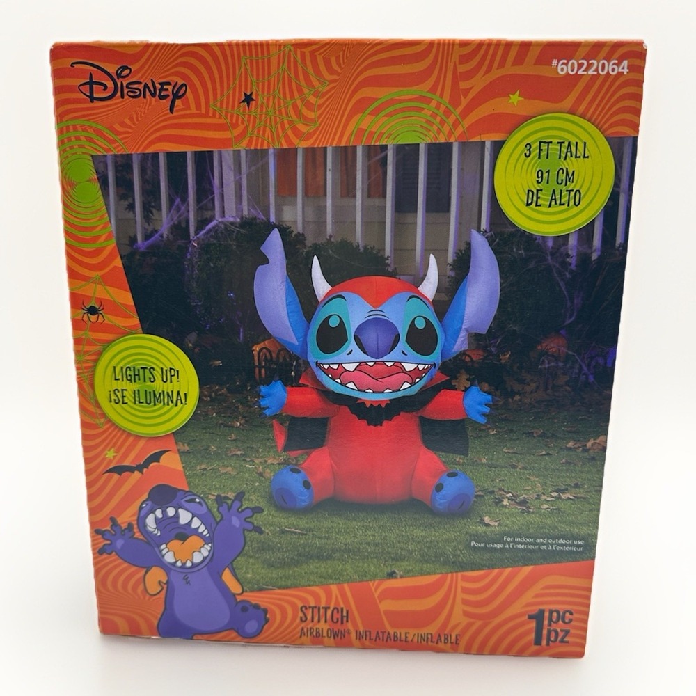 Lilo & Stitch Disney 3' Light Up Inflatable, Stitch In Devil Costume, Gemmy, New